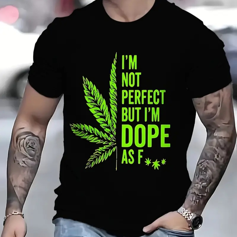 Black Graphic T-Shirt with Green Print
